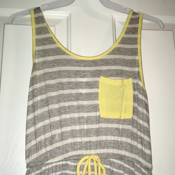 Infinity Raine yellow gray striped tank sun dress - Picture 2 of 6
